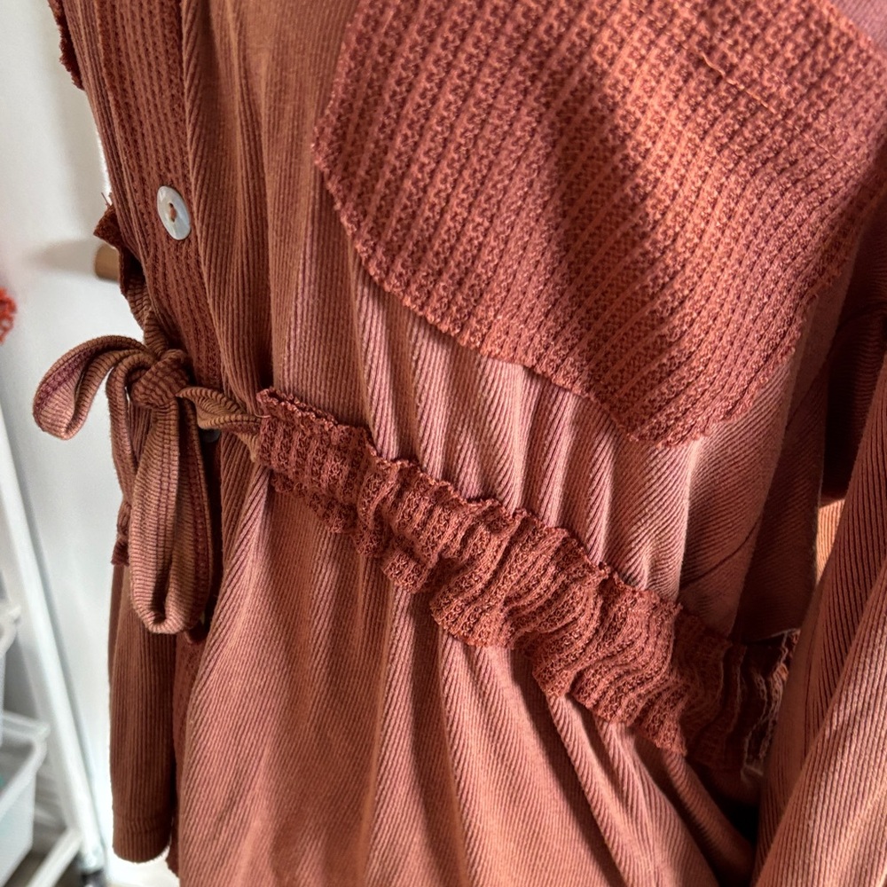 POL Rust Button-Up Blouse Small - image 3